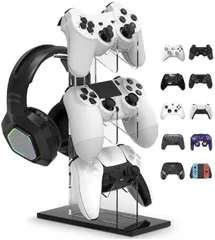 Tubbi 互換品 3層 コントローラースタンド ヘッドホンスタンド PS4 PS5 SWITCH XBOX PCに適しています、コイヤホンスタンド コントロールスタンド 黒い台座(ブラック)