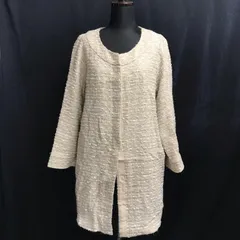 日本製/SHIPS【シップス】ノーカラージャケット【レディースS-M程度/ベージュ/beige】ツイードコート/Coat/Jacket◆BJ107-b<sale>