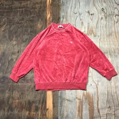 BALMAIN PARIS バルマン B刺繍ロゴ ベロア ベルベット クルーネック スウェット レッド 古着 VINTAGE メンズ サイズ L MM55のサムネイル