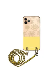 iPhone 11 iPhone11 ケース アイフォン11 スマホケース スマホショルダー 肩掛け ハード チェーン付き 花柄 お花 フラワー 大人女子 可愛い グリーン パープル 透明 ストラップ  100cm カラー02