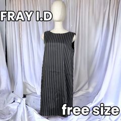 【夏の風を感じる軽やかさ✨】　 FRAY I.D　フレイアイディー　ノースリーブ ワンピース ストライプ　黒　フリーサイズ