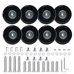 新品 スーツケース キャスター 交換 8個セット 直径50mm 黒色ゴム交換キャスター 幅14mm静音タイヤ 35mm・50mmの2種軸付き交換キット スーツケース、キャリーケース、ショッピングカート、キャリーボックス等キャスター取替えDIY修理用(双輪取り付