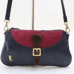 2506-79 ロベルタディカメリーノ ポシェット Roberta di Camerino レザー製 ネイビー 上ZIP