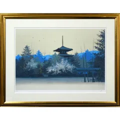 大型絵画　 油彩　千住博「春瀧図」 サイン　 肉筆手描き　額装済み 大型絵画 油彩 千住博「春瀧図」 サイン 肉筆手描き 額装済み