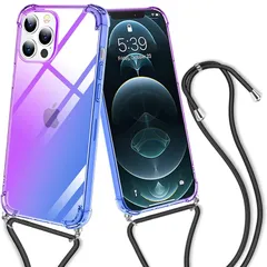 iPhone 13 Pro Max ケース クリア iPhone 13 Pro Max スマホケース 肩掛け 斜めかけ 縄掛けケース 縄掛け ストラップ付き TPU 薄型 軽量 シリコン グラデーション色 ケース 耐衝撃 落下防止 指紋防止 防塵一体型 人