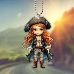 キーホルダー 海賊 女の子 パイレーツ 2D アクリル 8cm コスプレした女性 カーアクセサリー バックミラー インテリア こわい おもしろ t1655