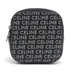 極美品】 CELINE レザー ケース 小銭入れ 丸型 プレート 黒