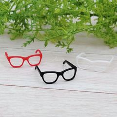ドール用眼鏡 1個 白・黒・赤フレーム メガネ