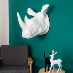壁掛け インテリア 装飾品 動物 頭 ウォールインテリア 北欧 シンプル 白 黒 ホワイト ブラック リビング ダイニング 玄関 TCMb632