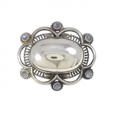 ジョージジェンセン　ムーンストーン　ブローチ　925 123 Georg Jensen 【送料無料】ジョージジェンセン シルバー925