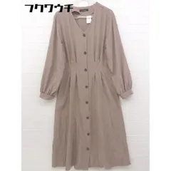 ◇ w closet ダブルクローゼット Vネック　 長袖 膝下丈 ワンピース サイズF ベージュ レディース  【中古】 【1106230005835】のサムネイル