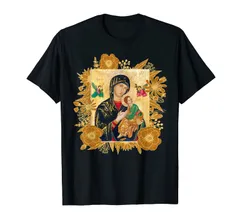 永遠の助けの聖母マリアカトリックアイコン Tシャツ