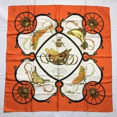 2504-198｜美品｜エルメス カレ 90 スカーフ シルク ブラウン