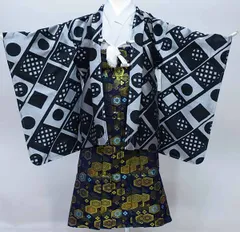 七五三 五歳 男児 羽織袴フルセット おりびと 黒×シルバー NO34130