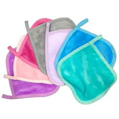 【最短発送】乾燥用フック付き 7枚入り 15×15cm 落としタオルセット 超極細繊維メイク カラフルな洗顔タオルセット 7色セット