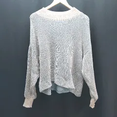 ◇ Samansa Mos2 blue ストライプ柄 ハイネック かわいい 長袖 ニット サイズＬ ブルー/ベージュ レディース E  【1307260048506】