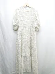 ◇ ⊂ Alley by w closet 総柄 半袖 ロング丈 ワンピース サイズF アイボリー ブルー レディース E  【1412090001703】