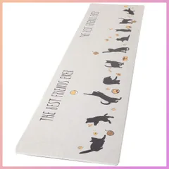☆人気商品☆Ashmore キッチンマット 拭ける台所マ ット PVCロング床マット 撥水 おしゃれ 滑り止め 抗菌 防炎 厚さ8mm お手入れ簡単 約45cm*240cm 猫