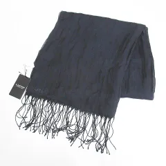 ランバン LANVIN ストール マフラー ショール 絹 シルク 黒系 ブラック 日本製 フリンジ 無地 タグ付のサムネイル
