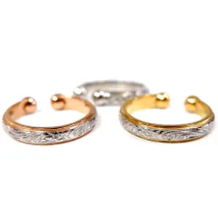 ハワイアンジュエリー イヤーカフ 片耳用 指輪兼用 スクロール プルメリア ステンレス インスタ