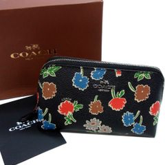COACHコーチ フラットポーチ 黒 チェリー さくらんぼ ラメ入り - メルカリ