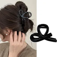 Liebendo ヘアクリップ 小さめ ヘアアクセサリー 髪飾り 大人 上品 お洒落 バンスクリップ 軽い 強力 おしゃれ 髪留め バレッタ 韓国風(ブラック)