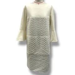 GRACE CONTINENTAL グレースコンチネンタル ベルスリーブワンピース ウール スパンコール ラメ 1733 2267-0 白 ホワイト サイズ36 レディース 冬 ゴーゴー古着久喜倉庫店No.B9825