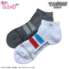 オーイ！とんぼ TONBO!GOLF アンクル ソックス ホワイト,グレー