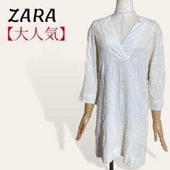 ❤️大人気 ザラベーシック 白 総スパンコール 総刺繍 Vネック ドルマンワンピース XS レディース 2341
