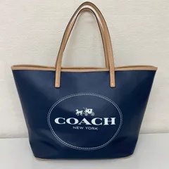 ✨美品✨　COACH コーチ　F31315 メトロ ホース アンド キャリッジ トートバッグ　ネイビー　PVC×レザー