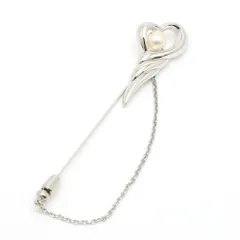 【楠本質店/元住吉】タサキ/TASAKI　シルバー　パール ピンブローチ　パール6.7mm　ハートモチーフ【中古】
