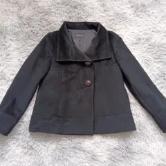 (INDIVI) インディヴィ アンゴラ65％ 羊毛35％ ブラック ショートコート 40サイズ