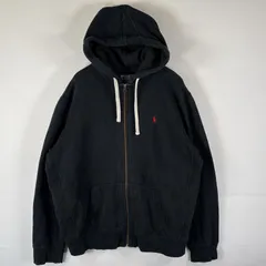 古着 ポロバイラルフローレン Polo by Ralph Lauren パーカー フルジップ 大きいサイズ ワンポイントロゴ刺繍 XXL  ブラック メンズ