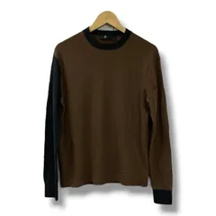 UNIQLO +J ユニクロ ジル・サンダー カシミヤセーター メンズL ブラウン×ブラック クルーネック 長袖 351-445805(14-17) 秋 冬 古着