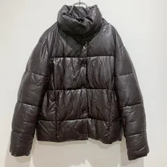 ZARA ザラ　ユニセックス　アウター　フェイクレザーパフジャケット　キルティングジャケット　ショートコート　スタンドカラー　フロントボタン　ホック　無地　単色　ブラウン　合成皮革　シンプル　おしゃれ　SU640h1070