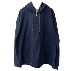 Champion ロゴスウェット パーカー XL ネイビー チャンピオン ジップアップ フーディー ワンポイントロゴ 古着卸 アメリカ仕入 a709-5174