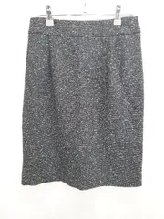 ◇ ⊆ PLST プラステ ツイード 膝丈 タイト スカート サイズM ブラック レディース E  【1410230013586】