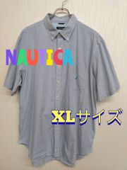 NAUTICA　ノーティカ　水色　チェック半袖シャツ　XL　コットン100％　着丈79ｃｍ　身幅65ｃｍ　肩幅51.5ｃｍ　袖丈27ｃｍ　NO.７７