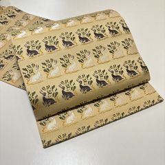 ★未使用　美品　洒落袋帯　兎　黄色　かわいい★ r1014