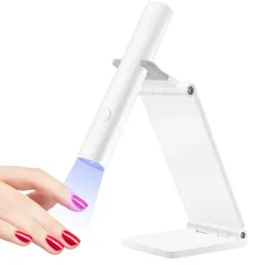 【在庫処分】ネイルライト UV 、3W ペン型 ジェルネイルライトスタンド付き 、UV LEDライト ネイル CGBE レジン用 ライトプロ用 ミニ硬化ライト 全ジェル対応 2階段タイマー 充電式手足両用（白）