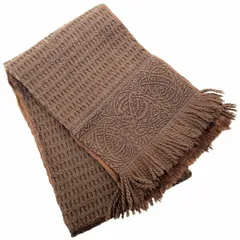 ロエベ マフラー ウール 毛糸 シルク ダークブラウン 濃茶 こげ茶 LOEWE フリンジ ストール ショール 服飾小物 【中古】