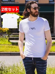 【オンラインストア限定】 アルマーニ メンズ Tシャツ 半袖 エンポリオアルマーニ EMPORIO ARMANI ブランド 2枚セット アンダー シャツ ロゴ EAU111267CC715 (ホワイト)