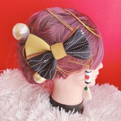 お祭り髪飾り☆リボン☆成人式髪飾り☆結婚式☆祇園祭☆よさこい髪飾り☆だんじり祭り☆リボン☆浴衣ヘア☆夏祭り☆