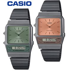 CASIO カシオ アナデジ スタンダード AQ-800ECGG クロムシルバー グリーン ピンク 腕時計 アナログ デジタル メンズ レディース ユニセックス 男性 女性 チープカシオ ビジネス 仕事