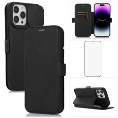 iPhone14 Pro Max ケース 手帳型 iPhone 14 Pro Max 手帳型ケース【スライド式 カメラレンズ保護】「ガラスフィルム贈り」 6.7インチアイフォン14 Pro Max スマホケース 肌感レザー サイドマグネット式 全面