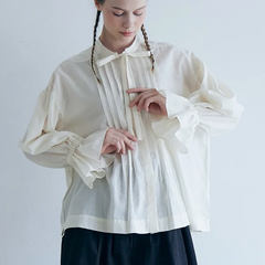 MAGALI | コットンシルク・リボンタイブラウス (off white) | ブラウス トップス マガリ