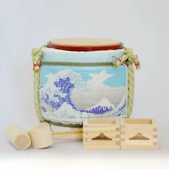 ミニ鏡開きセット デザイナーズライン タイル富士 (角和輝デザイン) ※お酒は付属しておりません。お祝い　開店祝い　樽　パーティー　結婚式　披露宴　二次会　鏡割り　酒器　国産　日本産　職人