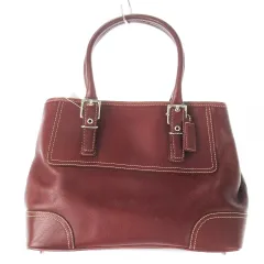 コーチ COACH ハンドバッグ レザー 革 ミニ ステッチ 赤 レッド ワイン 7555 /CK10 ■GY18
