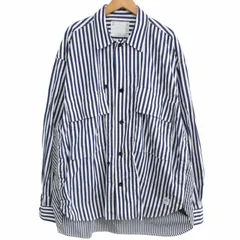 サカイ sacai × トーマスメイソン Thomas Mason 美品 23SS Cotton Poplin L/S Shirt コットンポプリン  ストライプ 変型シャツ 長袖 ブルー ホワイト 2 Mサイズ 23-03038M 0912 - メルカリ