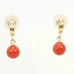 K18YG　ピアス　サンゴ　総重量約0.5g